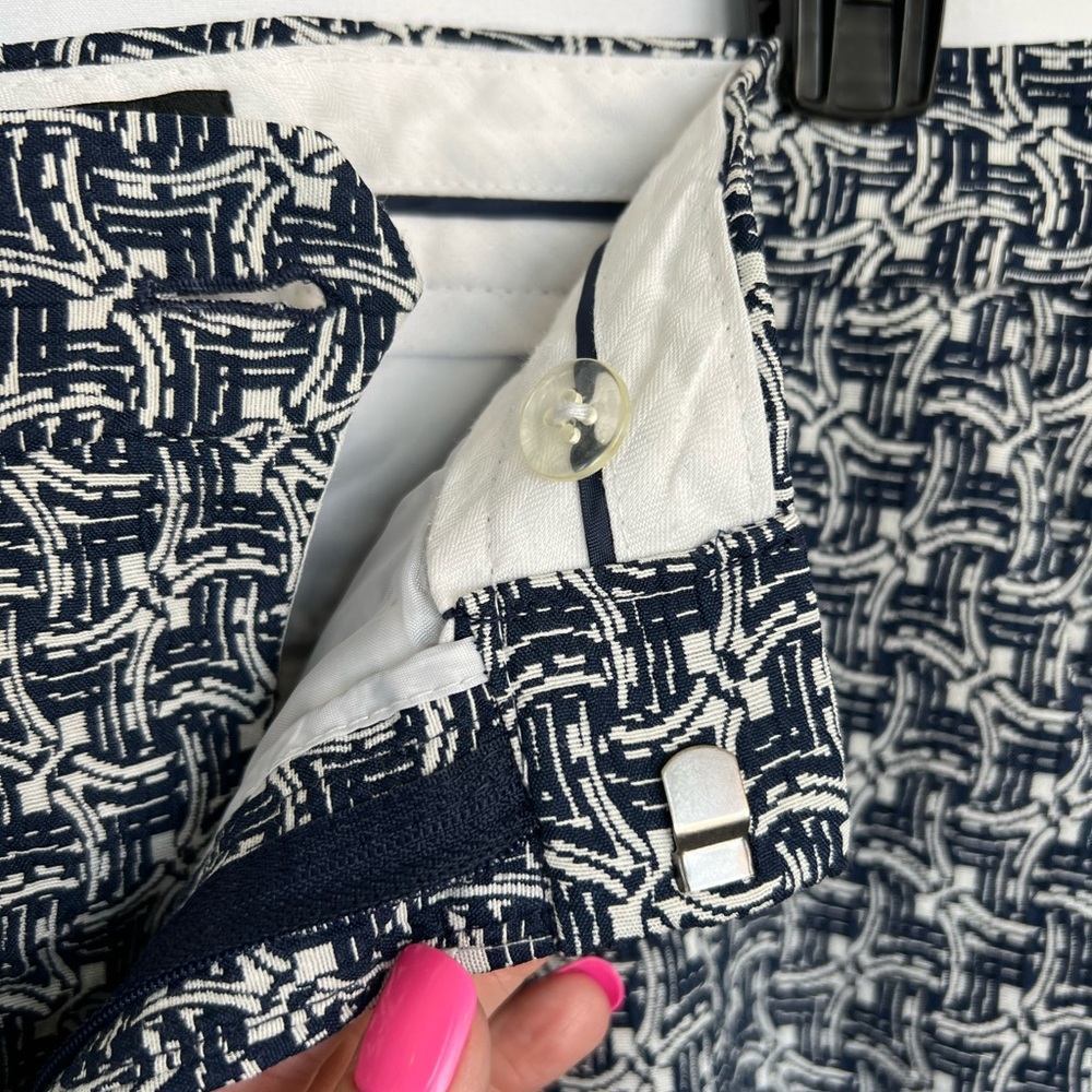 π πNWOT BANANA REPUBLIC βAveryβ Art Deco Bi-Stretch Ankle Pant Navy Combo | 8 - Picture 9 of 14